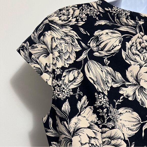 SALE!! Ann Taylor Navy Floral Sheath Dress Size 6 - Picture 6 of 10